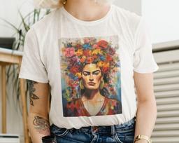 Frida Kahlo Art T-Shirt: Painter Portrait Unisex Tee L