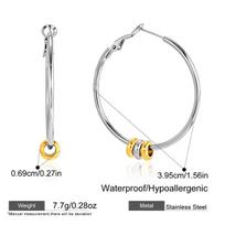 Classic Designer Style Mini Metal Ball Hoop Earrings Waterproof Stainless Steel Oversize Circle Two-tone Huggies Ear Jewelry