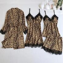 Vasaros leopardo nėrinių sujungimo pižama moterims, seksualios liemenės, šortai, minkštos, be rankovių, gilios V formos iškirptės, namų pižama XXXL