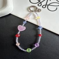 Dopamine Candy Heart Matte Bead Crystal Phone Lanyard & Camera Bag Pendant
