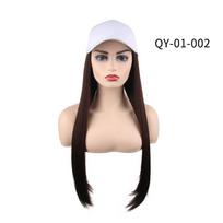 Synthetic Baseball Cap Wig Hat Hair Extensions Adjustable Elastic Mesh Heat Resistant Straight Bob for Women All One Machine (as the picture,65cm)