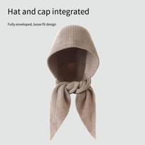 2026 New Adult Women's Sunproof Balaclava Hat & Scarf Set Winter Warm Neck Knitted Spandex/Polyester Hooded Skin-Friendly All yards