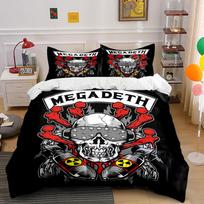 Kaukolė branduolinė Megadeth  patalynė  Patalynės antklodės užvalkalų komplektas Antklodės užvalkalas Pagalvių užvalkalai    (1 * Antklodės užvalkalas, 2 * Pagalvių užvalkalai, be antklodės įdaro) 135x200cm black