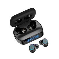 Itin ilgas baterijos jutiklinis numeris, rodantis vandeniui atsparią stereo triukšmo mažinimo belaidę „Bluetooth“ ausinę juoda