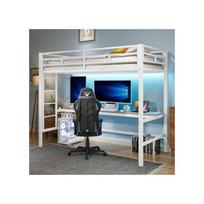 Apšviestas antresolis - MUVOE - pagal EN747 - 90x200 cm - baltas metalas - daugiaspalvis LED, USB/Type‑C lizdai balta