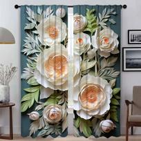 Curtains for Living Room Curtain for Room 2 Panel 3D Flower Halloween Decoration Shades Blinds Home Interior Curtains Partition W50xH70cmx2pcs-CL