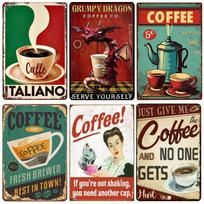 Vintage Coffee Metal Tin Sign Plaque Metal Plate Retro Wall Art Posters For Cafe Bar Pub Kitchen Club Iron Painting Decoratio 20x30cm（7.8x11.8inch）