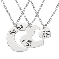 Jewelry Little Sis Middle Sis Good Sister Necklaces 3 Pieces / Set Big Sister Stitching Necklaces sidabras