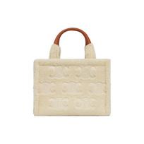 Celine Cabas Thais Arc De Triomphe Logo Embroidered Wool Leather Tote Bag Shopping Bag Shoulder Crossbody Handbag Small Women tote 199163FK5-02NT Basic Set (Bag+Dust Bag)