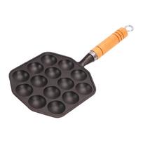 Takoyaki Pan 14 Holes Cast Iron Nonstick Grill Pan with Detachable Handle Anti Scalding Octopus Meat Balls Maker L