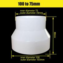 Vėdinimo vamzdžio reduktoriaus adapteris, vamzdžių jungtys 100 į 75 / 125 į 110 / 150 į 110 ABS. 150 to 110