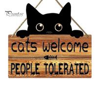 Weather Resistant Door Sign Cat Shaped Welcome Sign, Durable Wooden, Waterproof Moisture-Proof Hanging Plaque for Front Rustic Farmhouse Porch Small D brown