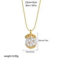 Gold Plated Crucifix Suffering Jesus Pendant Oval Miraculous Medal Cross Necklace for Women Chunky Geometric Pearl Choker Bijoux