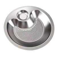 Round Dumpling Plate Stainless Steel Draining Serving Dish with Vinegar Dish  For Appetizers 26cm