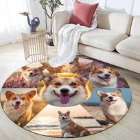 Corgi pattern round rug,Carpet Rug for Living Room Bedroom Playroom ,Non-slip Floor Mat,Holiday Gifts and Birthday Gifts. 80cmx80cm