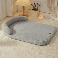 Eco-Friendly Foldable Warm Soft Memory Foam Durable Comfortable Winter Dog Bed Neck Protection Pillow Removable Washable Solid (Grey,M (64*49*12)cm) pilka