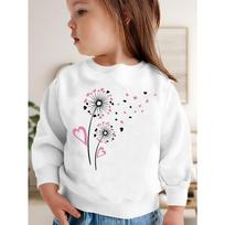 European sizes Kids' Wildflower Dandelion Heart Print Sweatshirt Valentines Day Gift Spring  Clothes for 3-10 Years 110 balta