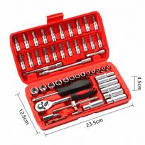 Premium High Torque Adjustable 53pcs Socket Wrench Set for Auto Car Truck Overhaul Jobs (as the picture,Hand Tool Kits-red)