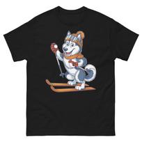 Husky Dog Skiing Fun Ski Skier Shirt T-Shirt XXL