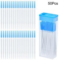 50pcs Double-end Interdental Brush Clean Between Teeth Extended Massage Disposable Silicone Toothpicks Brush mėlyna