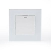 Tempered Glass Plate 1 Gang 1 Way Luxury Electrical Wall Switches White Color Single Light Switch Electric Push Button Switch (White,86*86mm&Eu Standard)