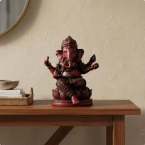 Base Remover of Obstacles Sculpture Thai Style Elephant God Figurine Meditation Decor Mahogany Small