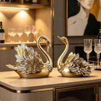 2 vnt. Elegantiški butelių laikikliai Prabangi gulbių poros figūrėlės Namų dekoracijos Champagne Silver brown