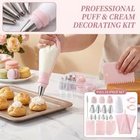 21-Piece Piping Bag and Tip Set for Baking - Cream Puff Nozzle, Icing Decorating Kit One Size rožinė