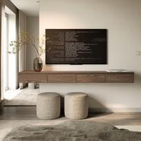 4 durų TV spintelė – BEMMI SLIM – Wisconsin riešuto medienos išvaizda – 200 cm