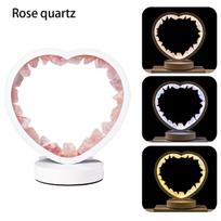 1PC Bedside Heart Lamp Natural Quartz Amethyst Flowers Raw Stone Crystal Lamp Soothing Night For Bedroom And Desk citrina
