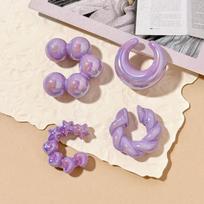 4Pcs/Set Transparent C-ring Threadless Ear Cuffs Star Ear Bone Clips Set Clip On Earrings  Women Style F