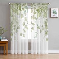 Kaimo augalai Gėlės Akvarelės Tiulis Voile Užuolaidos miegamajam Svetainės langų Užuolaidos Permatomos užuolaidos Organza užuolaidos 135W x 114H(cm)