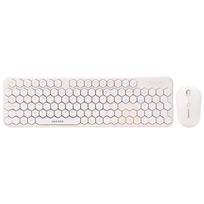 2.4G Wireless Silent Keyboard Mouse Bundle - 105-Key Honeycomb Keycap Design, Works with Desktop and Laptop Devices smėlis