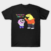Men Black Print T-shirt Smiling-Friends No-Cut Transfer Paper Print Cotton Tshirt M juoda