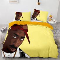 2Pac Patalynės Komplektas Viengulis Twin Pilnas Karalienės Karaliaus Dydis Tupac Amaru Shakur Lovos Komplektas Suaugusiems Vaikams Miegamojo Antklodės Užvalkalų Rinkiniai 3D Spausdinimas 043 EU Single(135*200cm)3pcs