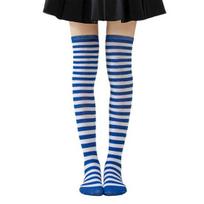 Striped Thigh High Socks Women Colorful Over-the-Knee Socks Retro Stretchy Thigh Highs for Girls Cosplay Lolita Costume One Size L