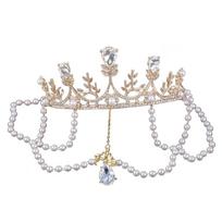 Halloween Vintage Crown Headband Gothic Stylish White Pearl Lolita for Girl 1