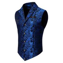 Vyriška paisley viktoriška liemenė Steampunk liemenė Slim Fit prigludusi apykaklė Formali kasdienė retro elegantiška individuali S black