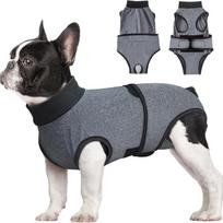 Elastic Dog Recovery Suit Washable Adjustable Pet Sterilization Suit Comfortable Breathable Pet Underwear Weaning Period XS pilka