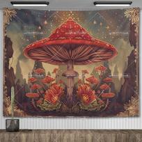 Grybų gobelenas Botaninis Bohemiškas Gėlių gobelenai Dvasinio kambario dekoras Estetiški vakarėlio fonai Miegamojo Jogos antklodės 74x94cm(29x37in)