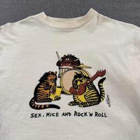 Vintage 90s B Kliban Cat Sex, Mice & Rock N Roll Cream Mens XL Unisex T-Shirt L