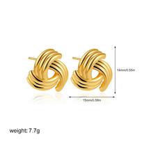 Vintage Vortex Metal Texture Ear Studs Exquisite Rust Proof Stainless Steel Geometric Knot Stud Earrings 18K Gold Plated Jewelry