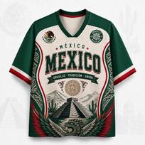 Mexican National Football Jersey Men's Aztec Pyramid Pattern V-neck Mesh Football Shirt Short Sleeved Sports T-shirt XS gray