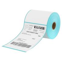 Hot Sell Customized Adhesive Sticker 100X150 3-Layer Shipping Labels Barcode Direct Thermal Roll Paper 1 Roll Logistics (Sky Blue,350 Sheets/Rolls&100mm X 150 mm) dangaus mėlyna spalva