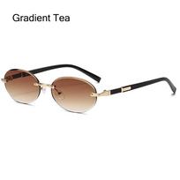 Cut-Edge Punk Shades Frameless Hip-Hop Sun Glasses Fashion Y2K Eyewear  for Women Gradient Tea