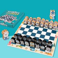 Children's Multi-functional Cartoon Chess Set Baby Early Education Interactive Toy Fun Kids Wooden Board Game Chess Toys Chinese Chess