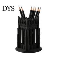 Retro Gothic Office Supplies Pen Holder, Cathedral Style Makeup Brush 3D Printed Pointed Arch Desk Decor Organizer, Vanity Storage Cup for Brushes, juoda