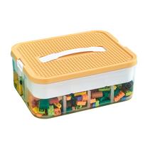 Building Blocks Storage Box,1/2 Layers Lego Stackable Organising Case for Kids,Transparent Toy Organizer Sundries Container One Layer geltona