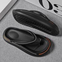 Men Thick Platform EVA Flip Flops Non-slip Soft Cushioned Sandals Summer Outdoor Beach Casual Comfort Open Toe Walking Slippers 43 juoda