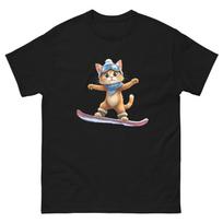 Abyssinian Cat Snowboarding Fun Snowboarder T-Shirt S